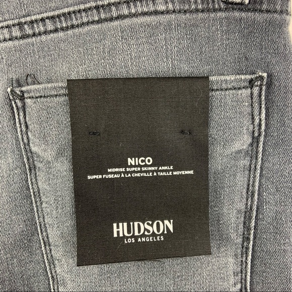HUDSON Grey Black Nico Mid-Rise Super Skinny Ankle Stretch Jeans - Picture 8 of 12